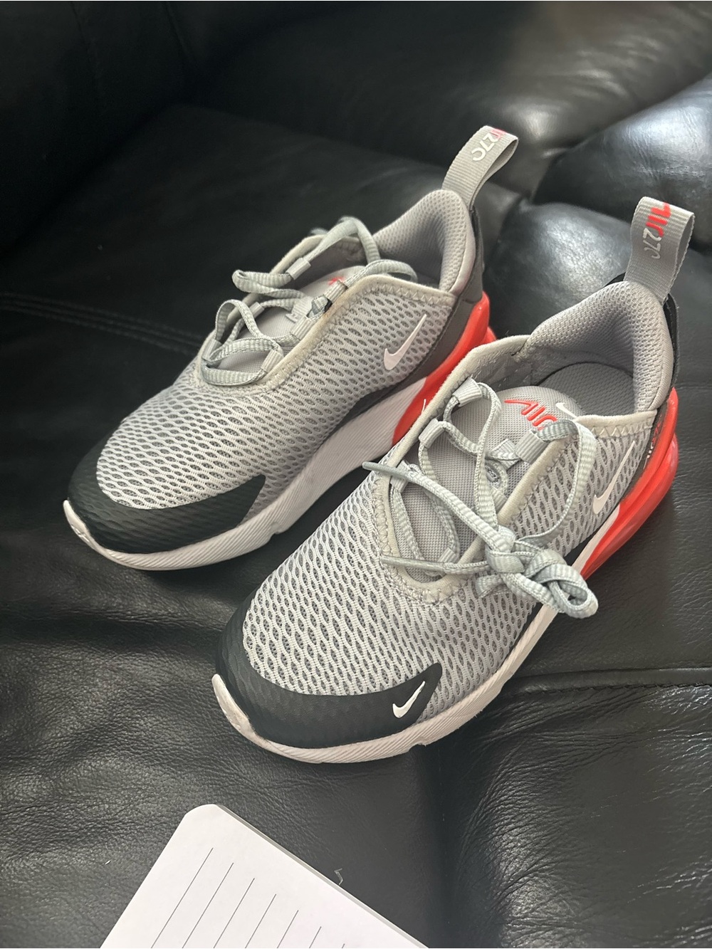 Nike Kids Grey and Red Mesh Athletic Sneakers